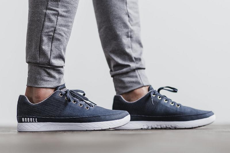 Men's Nobull Dark Denim Canvas Trainers Dark / Blue | SG T2229C